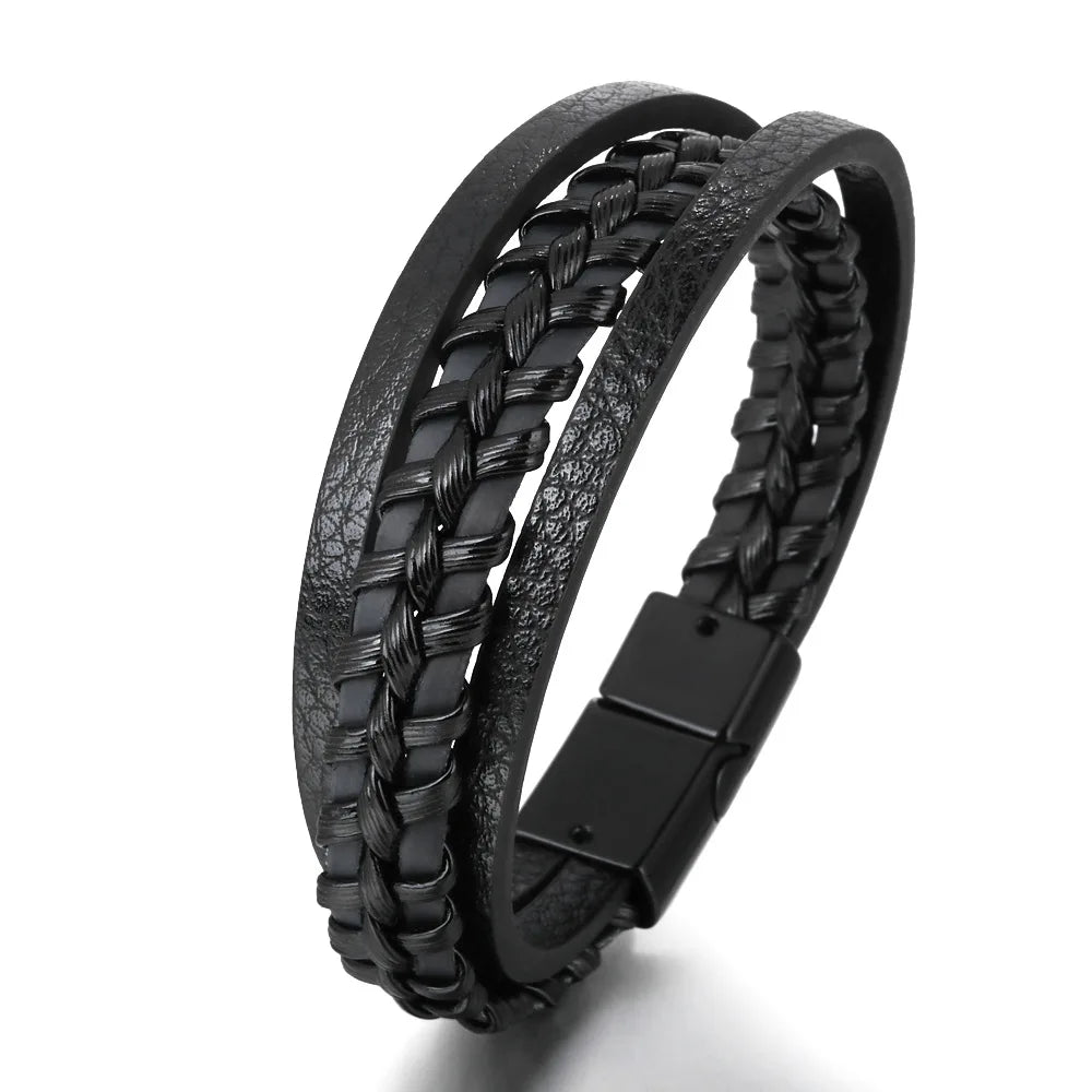 Trendy  Leather Bracelets For Men Multilayer Braided Rope Bracelets For Male Bracelets Jewelry Pulsera Hombre - Madeinsea©