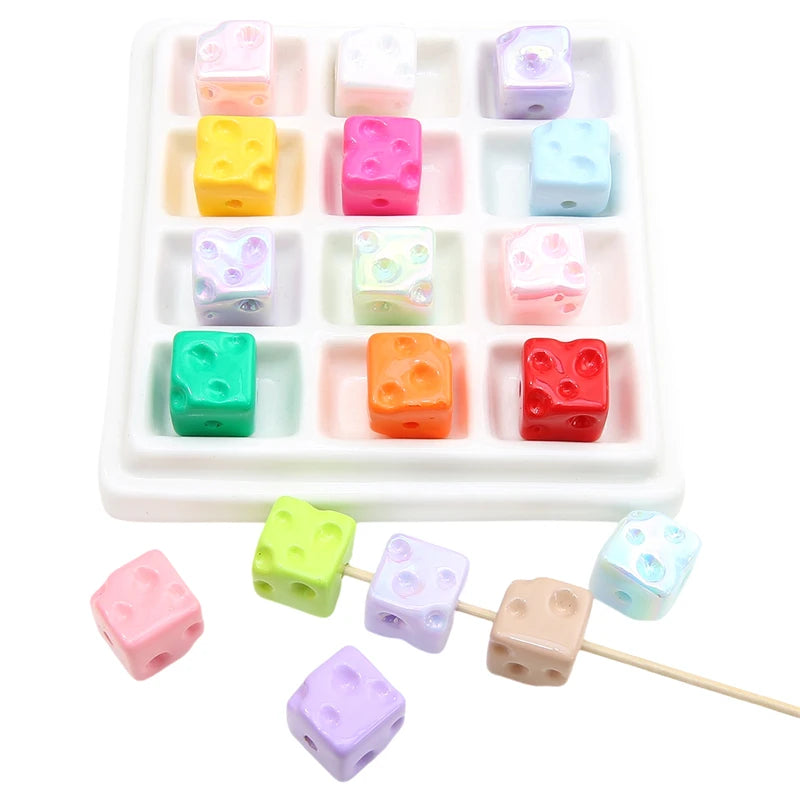 5pcs Cube Cheese Bead Acrylic Spacer Loose Beads For Jewelry Making diy Decorations Bracelet Phone Chain Keychain Accessories