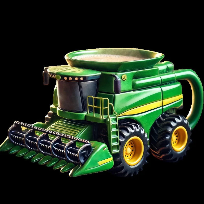 Vintage Green Tractor Farm Equipment Themed Mugs Retro Agriculture Design Coffee Mug for Farmers And Agriculture Lovers