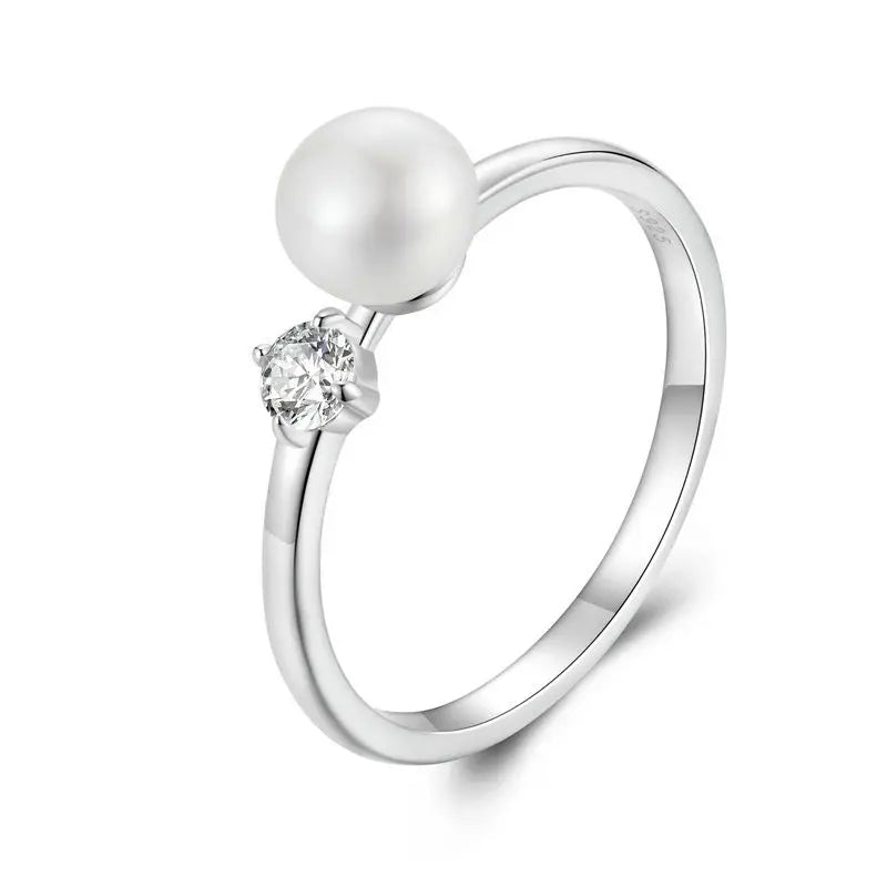 BAMOER Adjustable 925 Sterling Silver Animal Ring for Women, Cute Panda/Bird/Flower Band Stacking Finger Ring CZ Stackable Ring