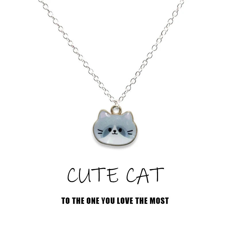 New Creative Cute Cartoon Cat Pendant Necklace For Women Multi Color Kitten Metal Chain Choker Couple Friendship Party Jewelry - Madeinsea©
