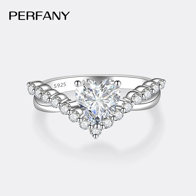 PERMANY 1CT Heart Cut Moissanite Ring for Women S925 Pure Silver Laboratory Diamond Elegant Luxury Wedding Jewelry - Madeinsea©