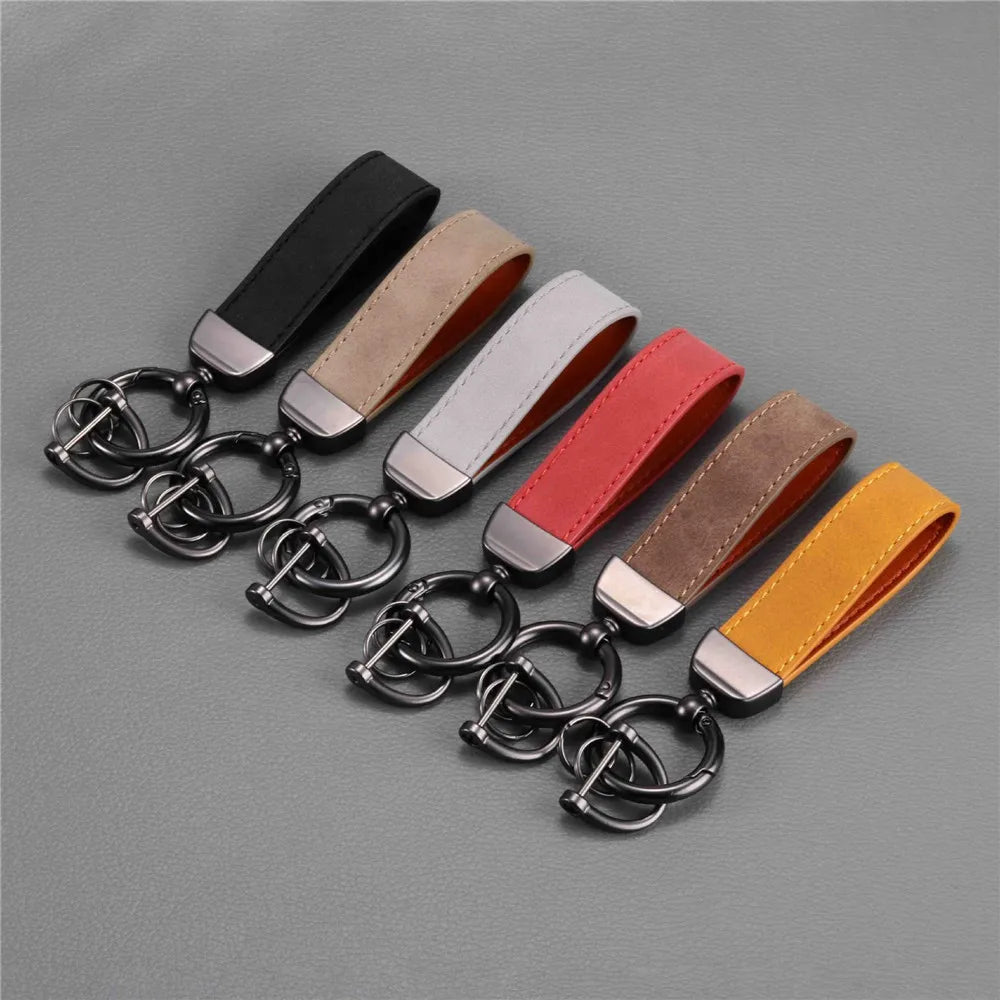 MKENDN Simple PU Leather Keychain Women Men Car Key Ring Chain Holder Key Strap Waist Wallet Keyring Business Party Jewelry Gift