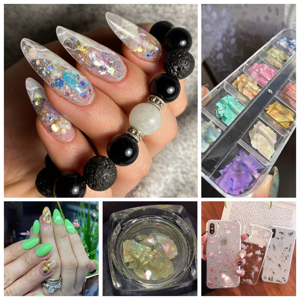 Muticolor Irregular Abalone Chips Natural Glitter Flakes Sea Shell Fragments For Nail Art Decoration DIY Manicure Wholesale - Madeinsea©