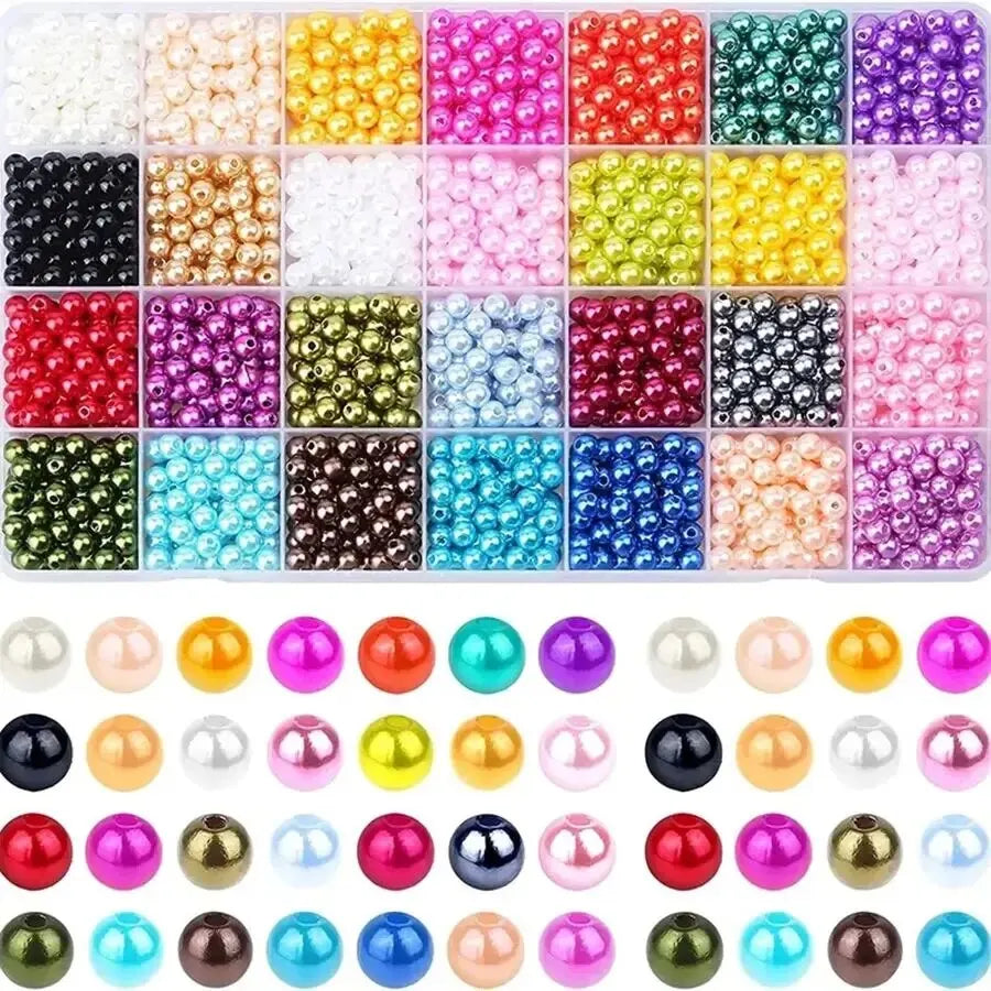 1680pcs 6mm 24 Colors Faux Pearl Set DIY Bracelet Necklace Making Materials with Box