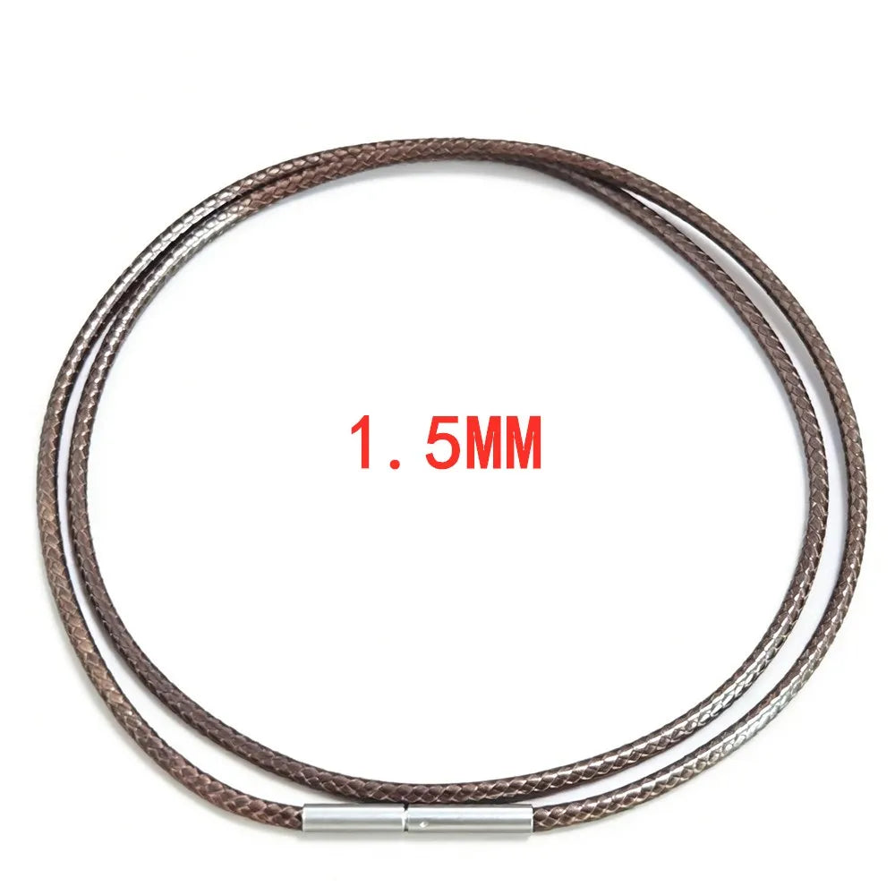 MKENDN Black Leather Chain Necklace for Diy Women Men Handmade Braid Rope Long Necklace 40/50/60/70CM Neck Pendant Chain Jewelry