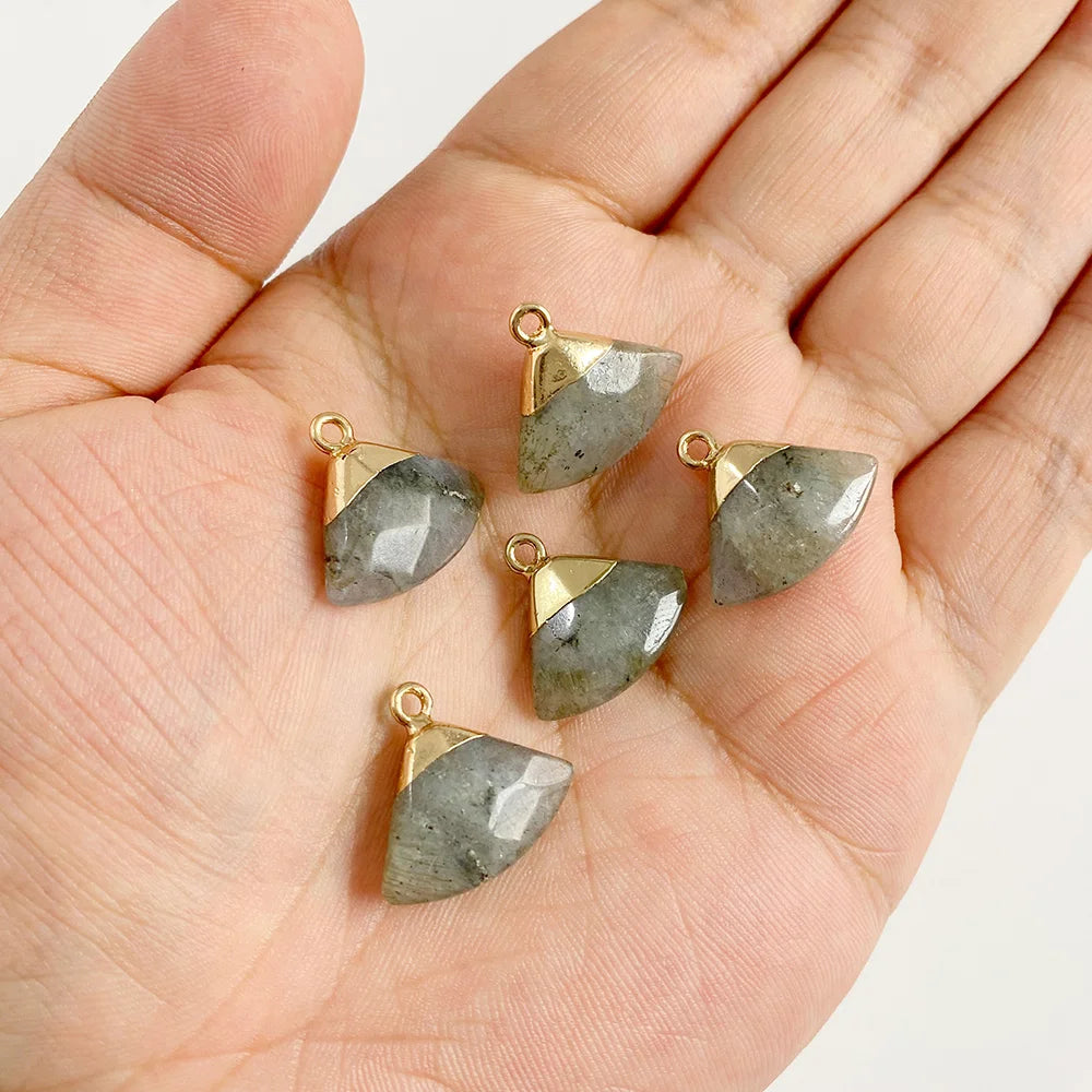 2PCS Natural Flash Labradorite Stone Pendant Irregular Shape Fashion Flash Labradorites Charms Connector For Jewelry Making DIY