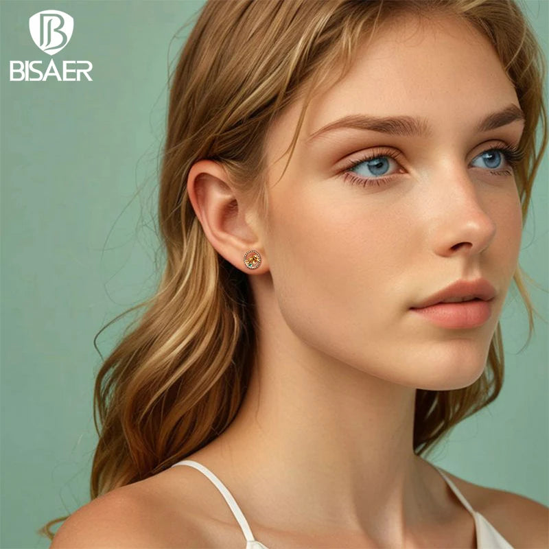 Boucles d'oreilles à tige en argent sterling 925 BISAER en forme d'éléphant doré bicolore plaqué or blanc pour femme, bijoux fins de fête