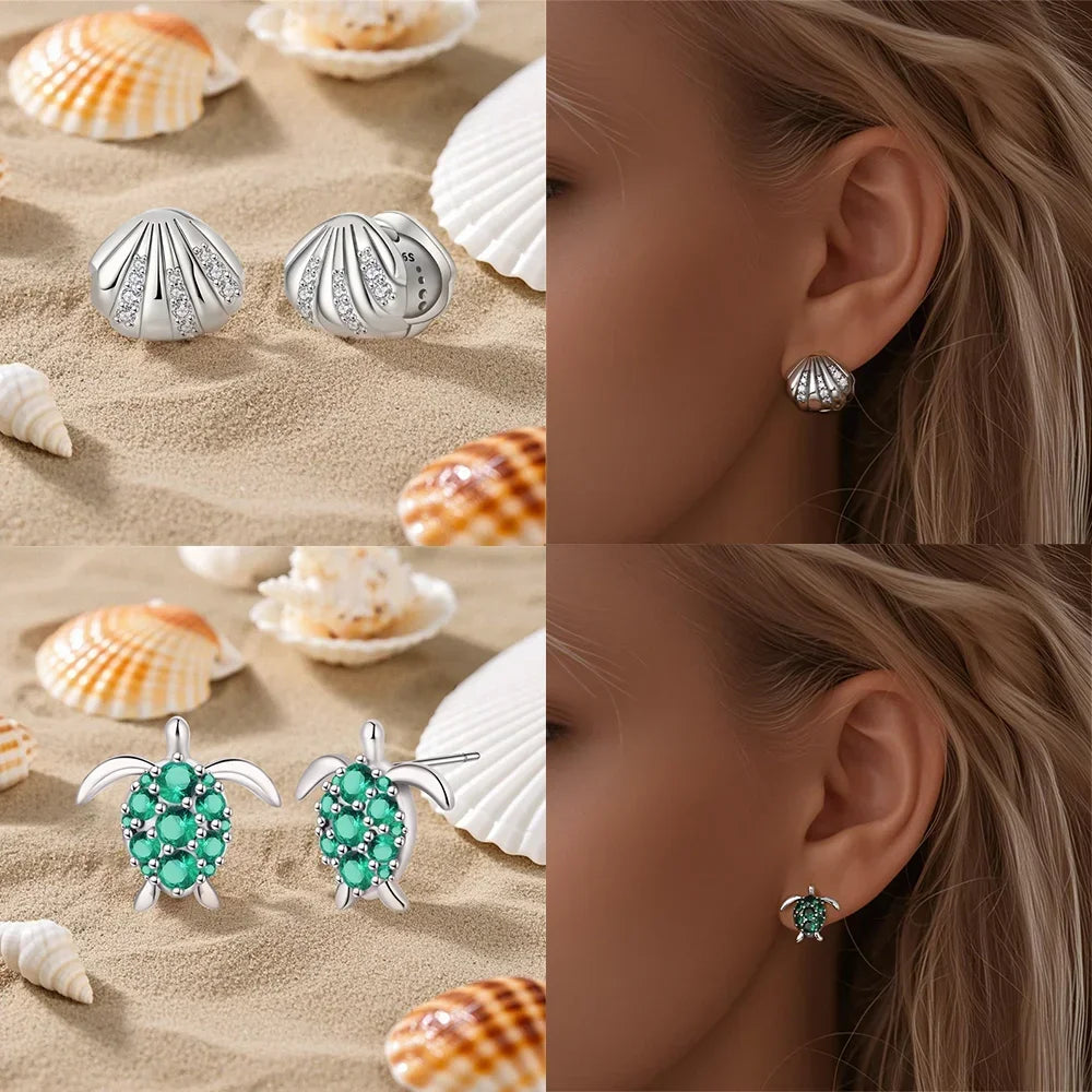 925 Sterling Silver Insect series butterflies luminous fireflies Hoop Earrings With Zircon for Wedding Party Women Jewelry Girls