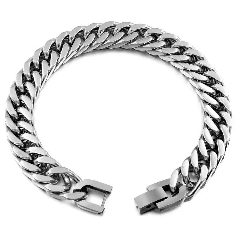 MKENDN 8/10/12MM Cuban Link Chain Bracelets for Men Women Solid Stainless Steel Curb Link Chain Wristband Jewelry Gifts - Madeinsea©