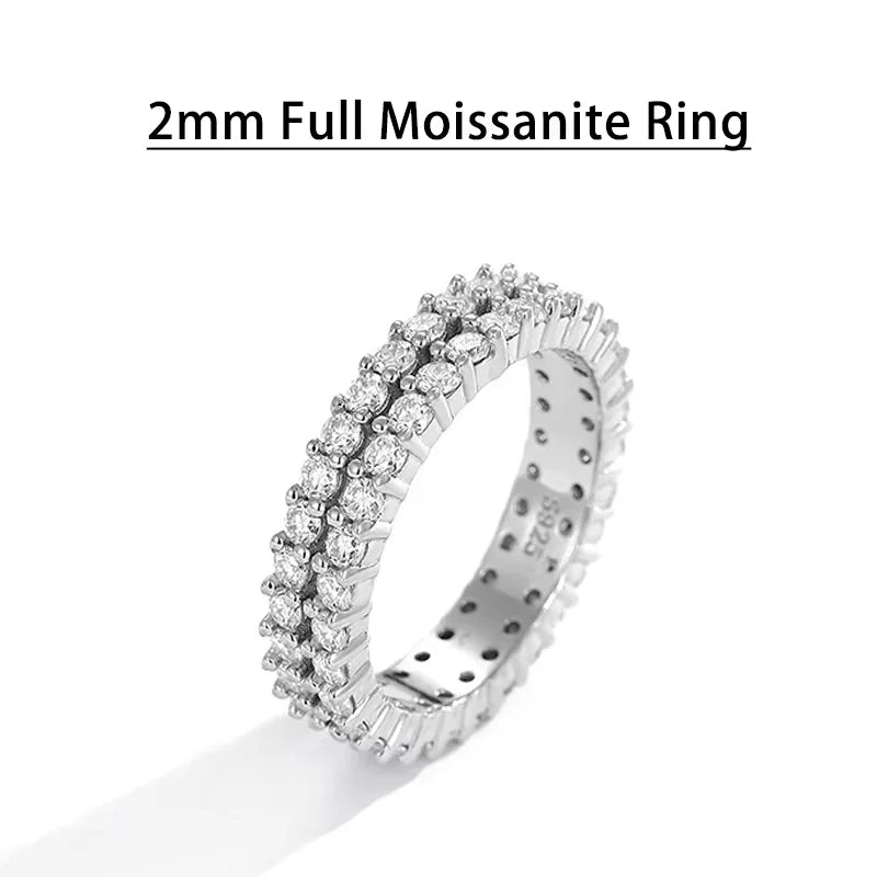 Serenity 5 Row D Color Moissanite Rings Women Gift 100% S925 Sterling Silver Plated 18K Lab Diamond Eternity Rings Fine Jewelry - Madeinsea©