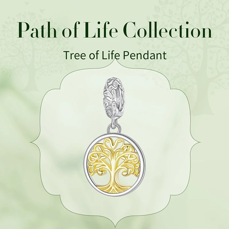 BISAER 925 Sterling Silver Tree of Life Charm Bead Yin Yang Sun Moon Locket Pendant for Women DIY Bracelet Neckalce Fine Jewelry