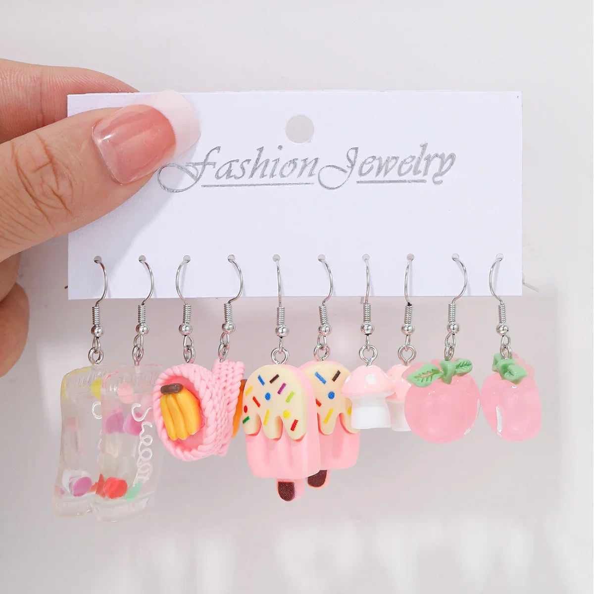 New Cartoon Heart Ice Cream Milk Tea Earrings Set for Women Girl Cute Colorful Geometric Animal Drop Earring Trendy Jewelry Gift - Madeinsea©