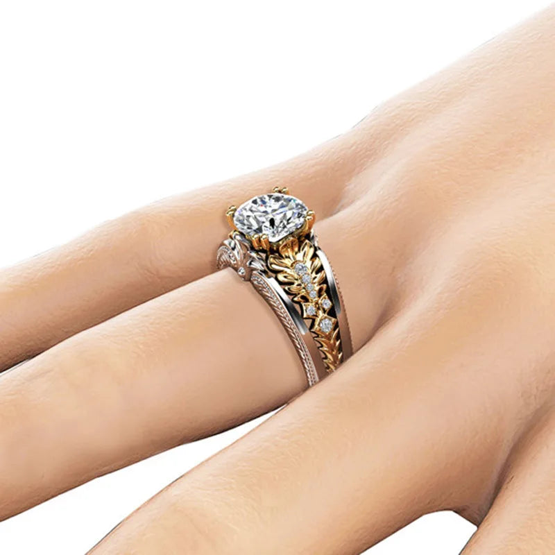 Vintage Diamond 18K White Gold Ring Gemstone Wedding for Women Pure Topaz Bague Anel Jewelry Anillos De Bizuteria Gemstone