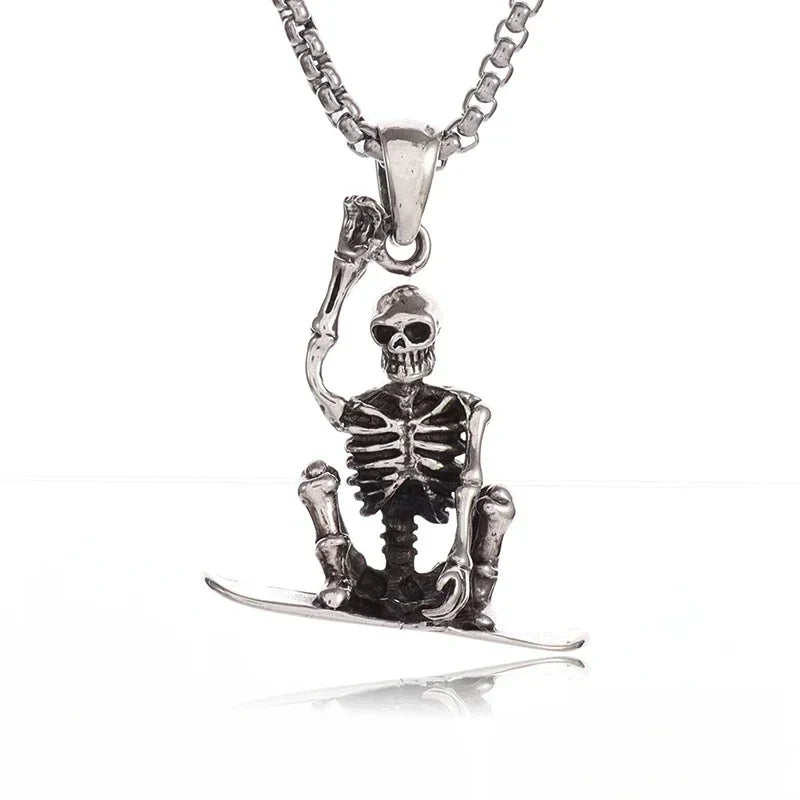 Hell Death Scythe Necklace Pendant Gothic Mysterious Devil Necklace Men\'s Personality Punk Retro Halloween Trend Jewelry