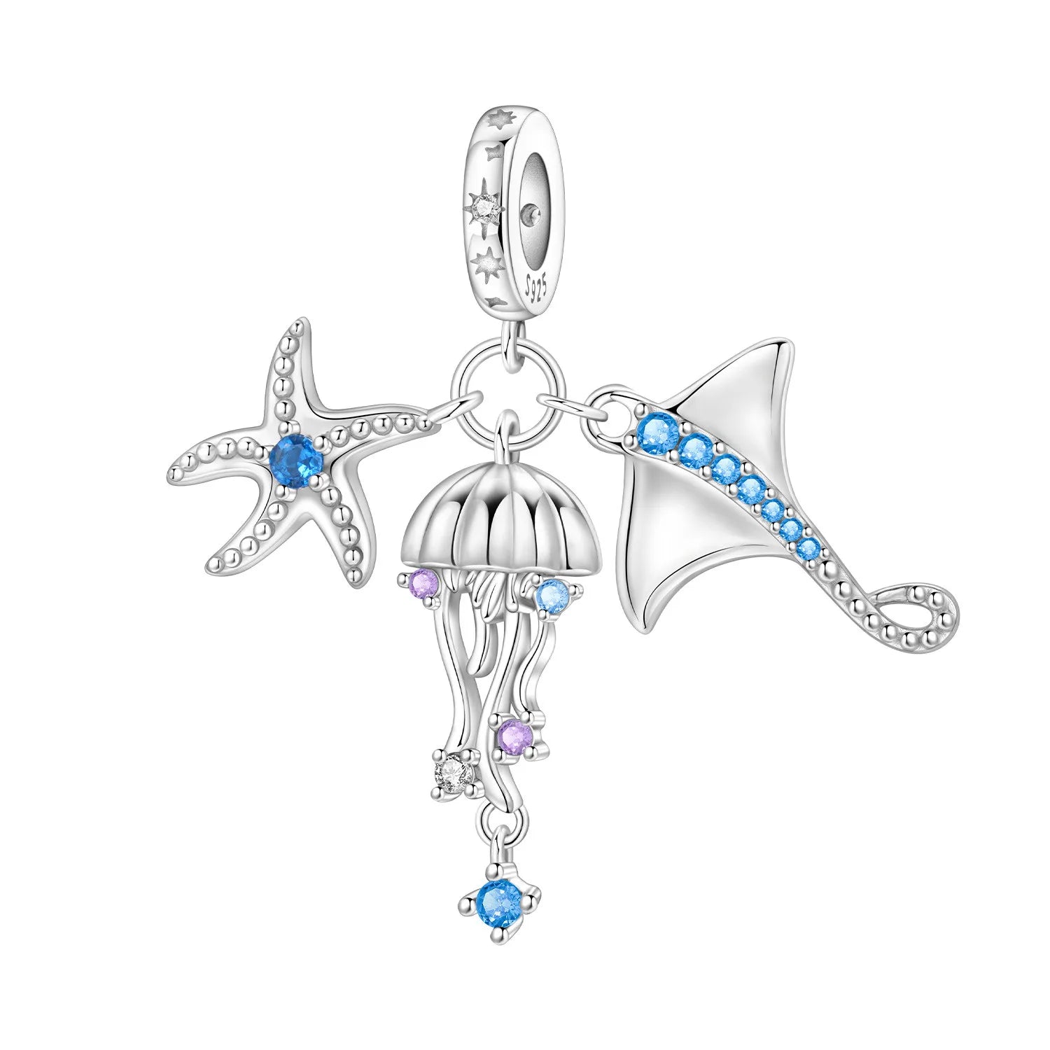 PANPOKI 925 Sterling Silver Sea Star Ocean Pendant Beads Original Pendants Bracelet Charm Jewelry Party DIY Trendy Gifts