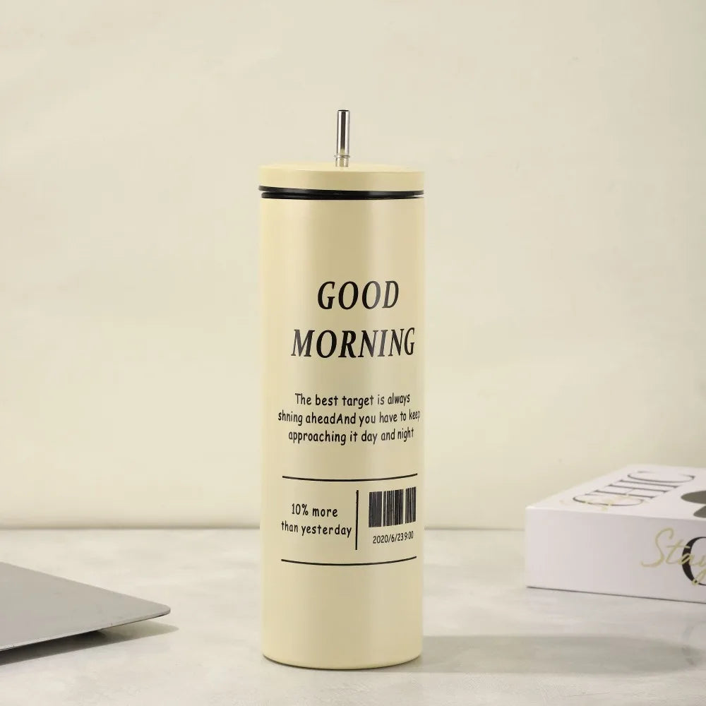 600ml/20oz Thermos Cup with Metal Straw and Leak-proof Lid 304 Liner Material BPA-free 500ml for Cold Coffee/cold Drinks