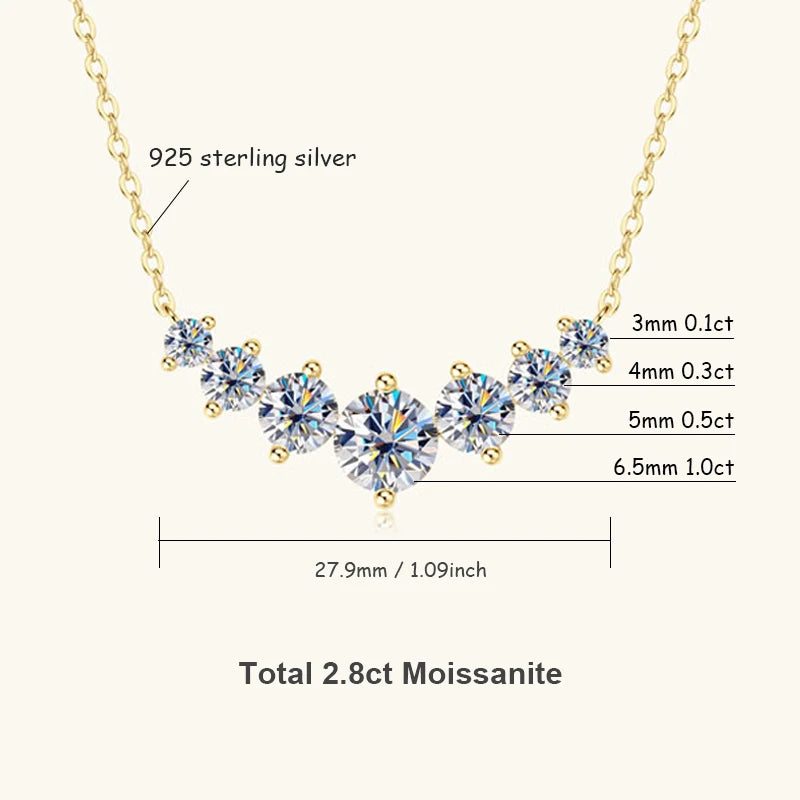 Collier U-Smile en moissanite D VVS1 pour femme, diamant de laboratoire scintillant couleur D, collier de luxe en argent sterling 925 certifié GRA