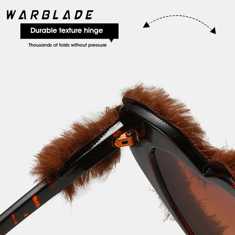 2025 Fashion Women Heart Shape Furry Sunglasses Fashion Vintage New In Shades Eyewear Retro Brand Design UV400 Party Sun Glasses