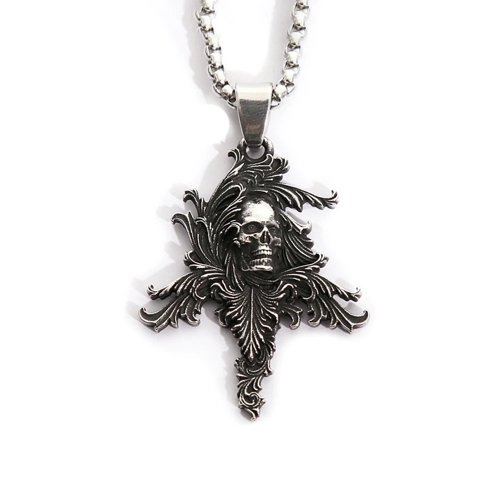 Creative Retro Stainless Steel Skull Pendant Men's Punk Gothic Death Skulls Necklace Unique Motorcycle Amulet Jewelry Wholesale