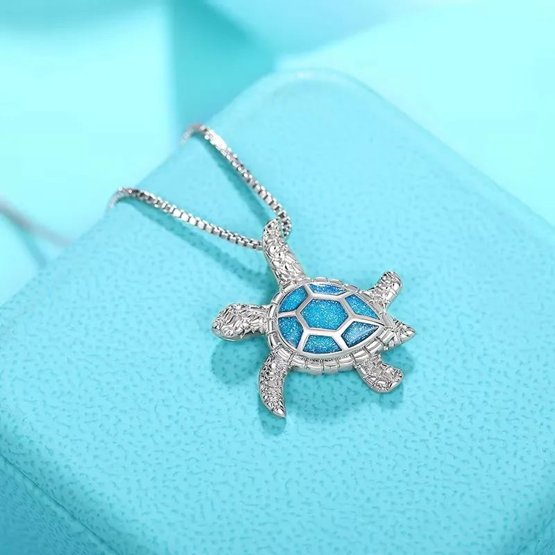 Huitan Cute Turtle Pendant Box Necklace Lovely Trendy Aesthetic Exquisite Accessories for Women Delicate Sweet Animals Jewelry
