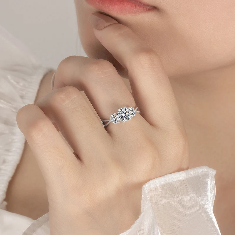 PERFANY 1CT Moissanite Ring for Women S925 Pure Silver Flower Design Laboratory Certification Diamond Wedding Elegant Jewelry - Madeinsea©