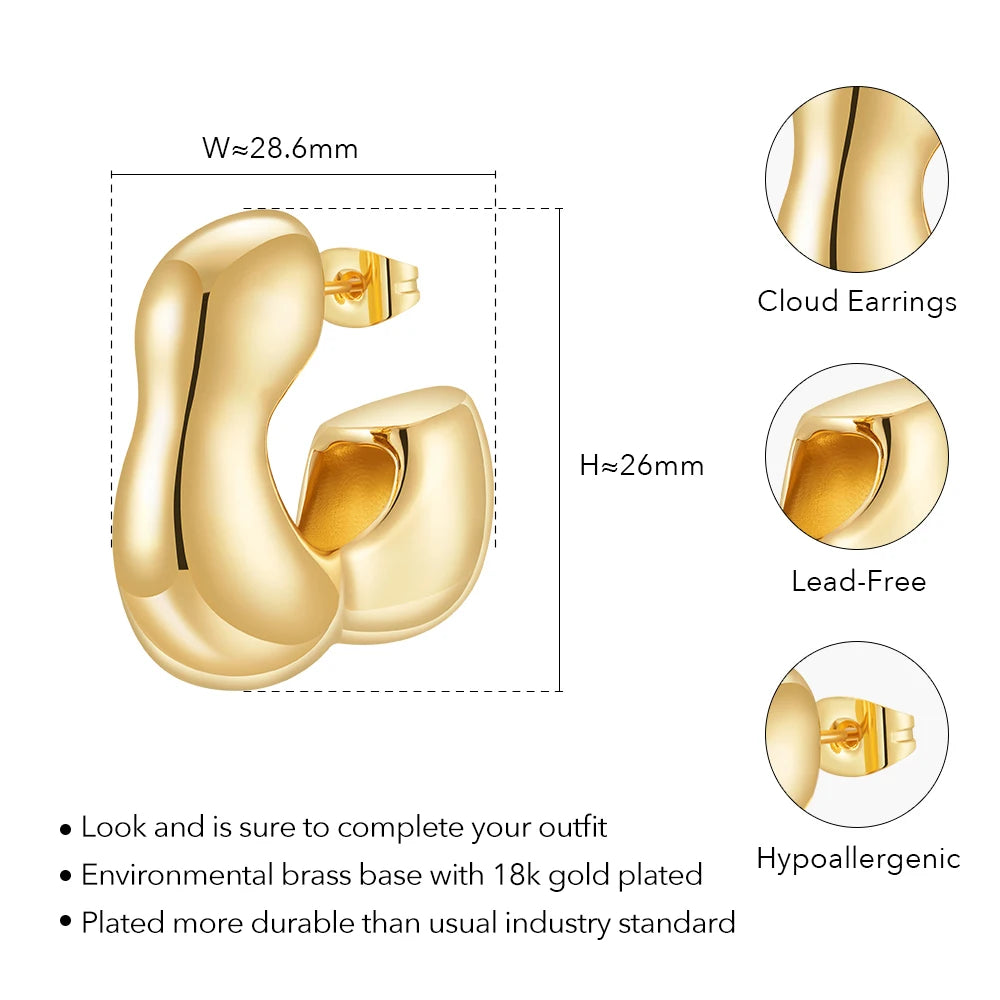 ENFASHION Aretes Cloud Stud Earrings For Women's 18K Gold Plated In Earings Fashion Hight Street Jewelry Gift Dailywear E241647