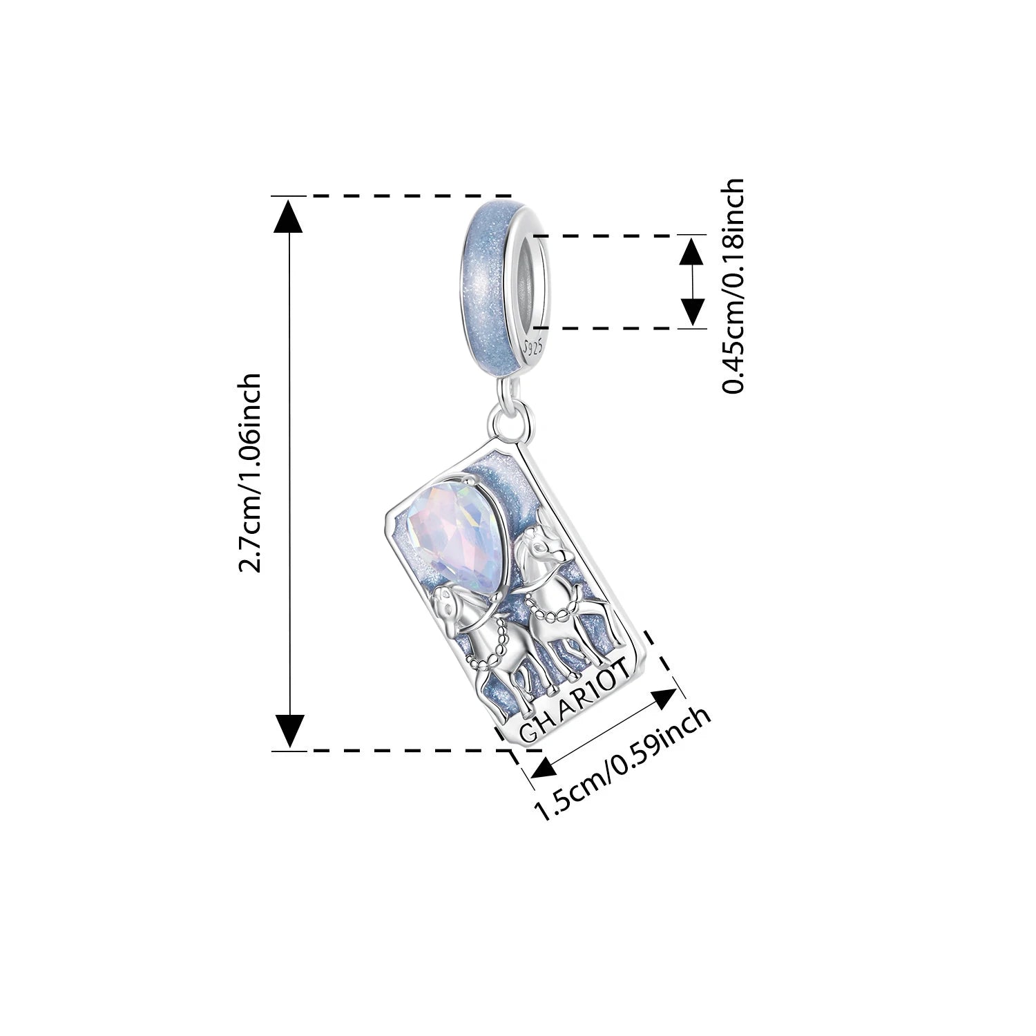 Bamoer 925 Sterling Silver Magical Tarot Card Pendant Purple Rectangle Beads for Women Teens  Bracelet & Bangle DIY Special Gift