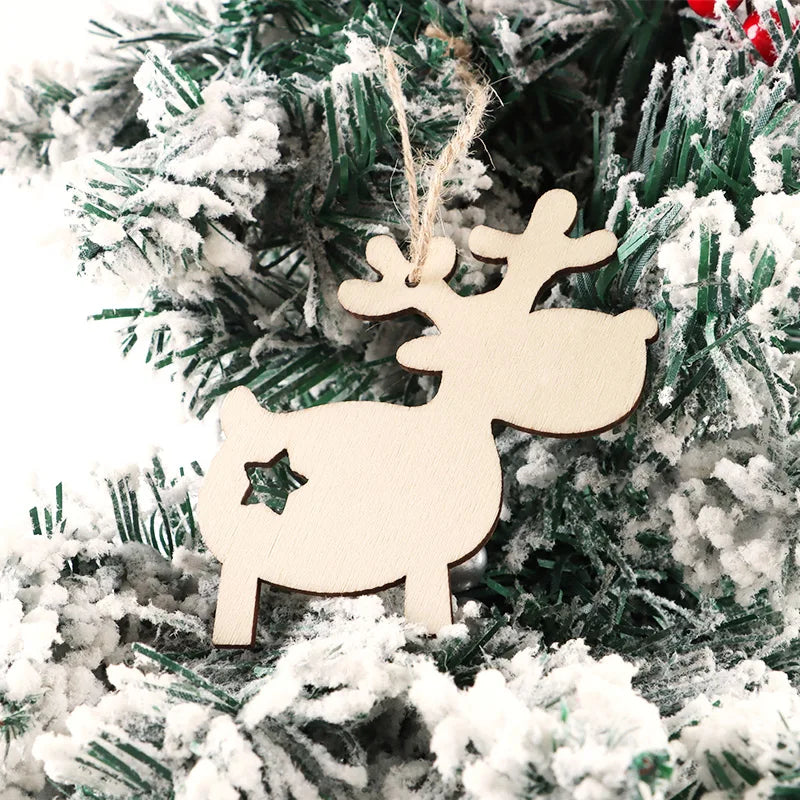 (10pieces/pack)7.94x8.33CM Christmas Elk Wooden Decoration Door Pendant Christmas Tree Celebrating Atmosphere