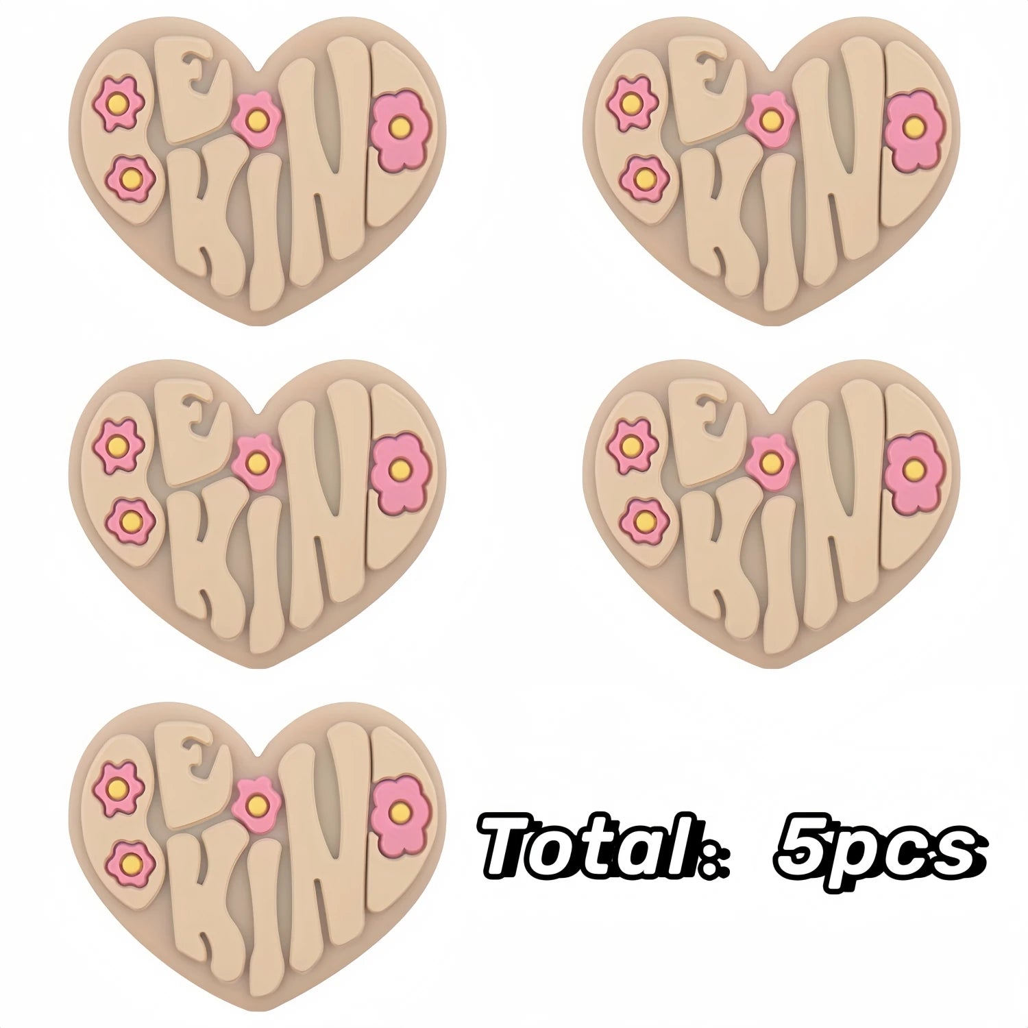 Lot de 5/8/12/16 perles en caoutchouc colorées en silicone avec motif de fleurs d'amour (Be King) pour la fabrication de bijoux et de loisirs créatifs