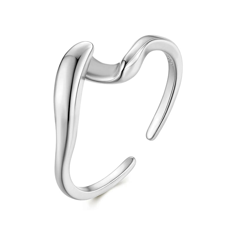 BAMOER Vergoldeter, gewellter Stapelring für Damen, 925 Sterling Silber, gedrehtes Band, zarter Ewigkeitsring SCR1117
