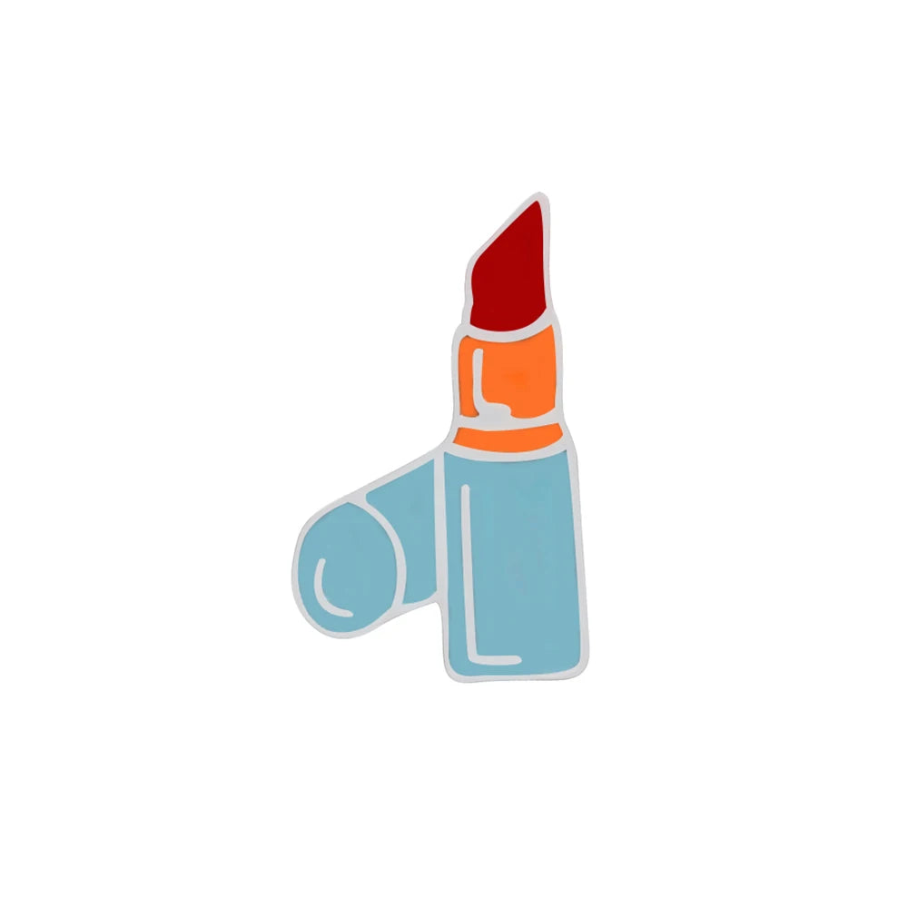 Sexy Girl Red Lips and Lipsticks Enamel Pins Women Charm Metal Brooches Coat Hat Bag Lapel Pin Badges Jewelry Accessories Gift