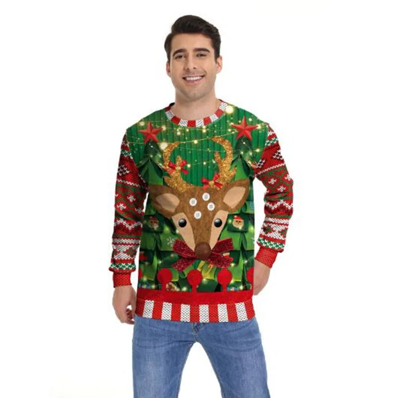 Clothing Wholesale Unisex Men Women 2026 Ugly Christmas Sweater Santa Elf Christmas Funny Fake Hair Sweater Autumn Winter Tops