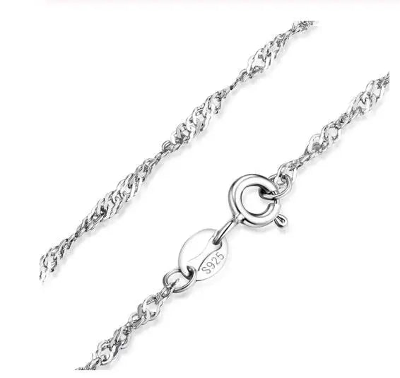 Real 925 Sterling Silver Necklace Water-wave Snake Beads Box Chain 40/45cm Necklace For Woman Necklace Jewelry DC25