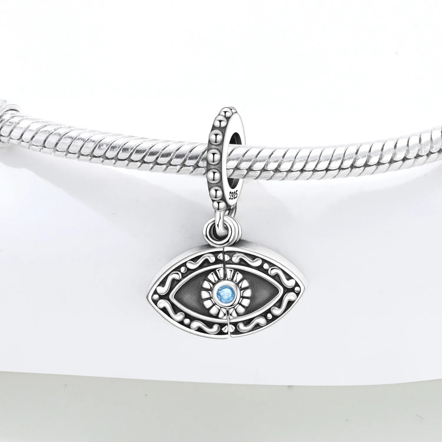 PANPOKI 925 Sterling Silver Lucky Eye Box Pendant Beads Original Pendants Bracelet Charm Jewelry Party DIY Trendy Gifts