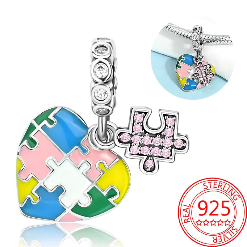 925 Sterling Silver Sparkling Pink Heart Charm Pendant Beads Fit Original Bracelet for Women Valentine Day Jewelry Gifts