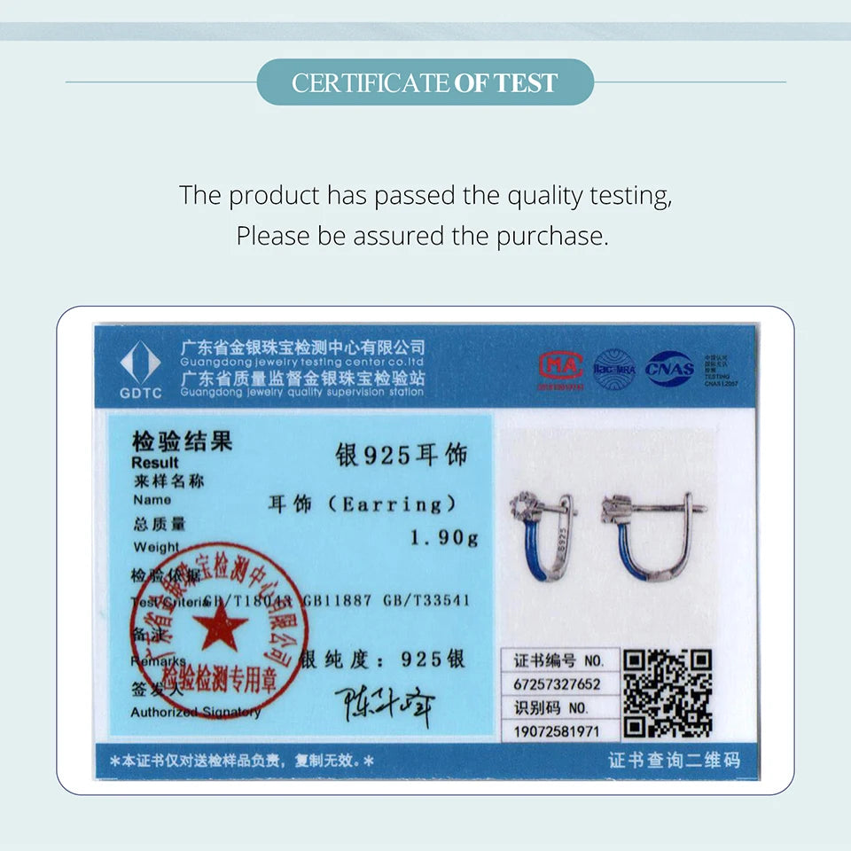 BAMOER U Shape Star Ear Buckles Blue Enamel Hypoallergenic Stud Earrings for Women Teen Girls Bright Pave CZ Jewelry Gift