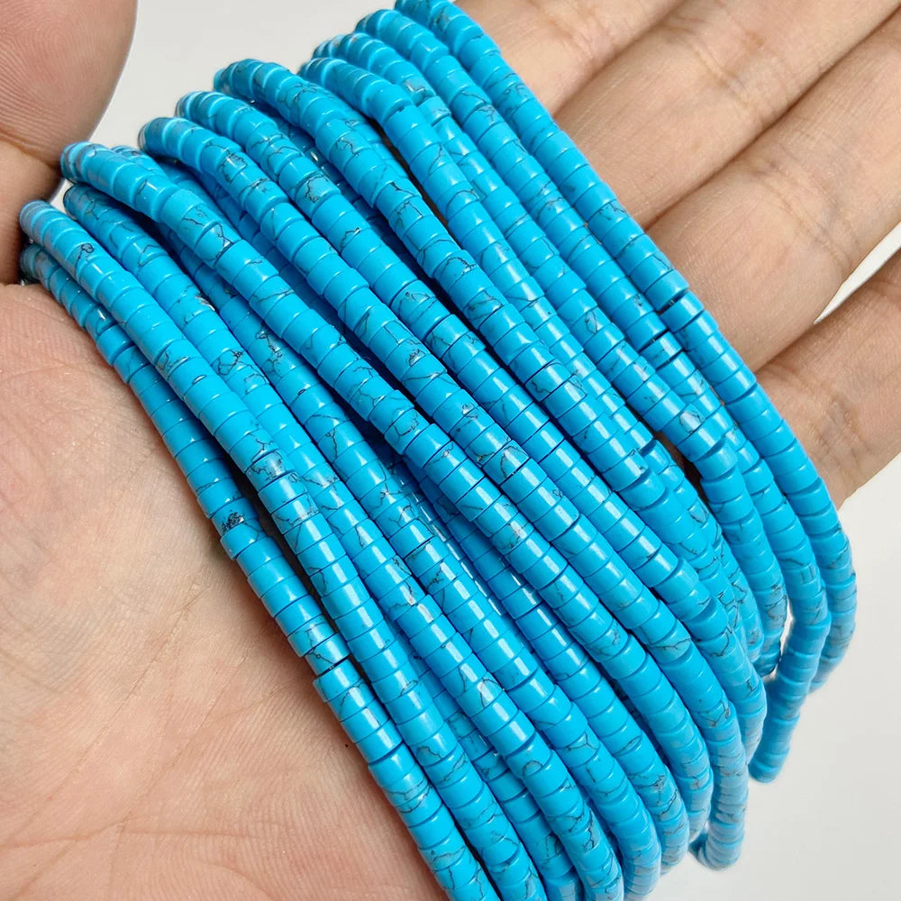 2x4mm Blue Flat Round Stone Bead Imperial Agates Jades Rondelle Loose Beads For Jewelry Making DIY Bracelets Necklace Handmade