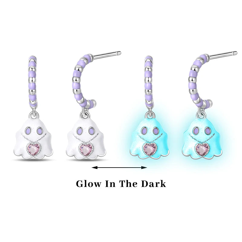 Earrings 925 Silver Colorful Cute Cat Claw Heart Shaped Rhomboid Luminous Dopamine Earrings For Women Fashion Party Jewelry Gift