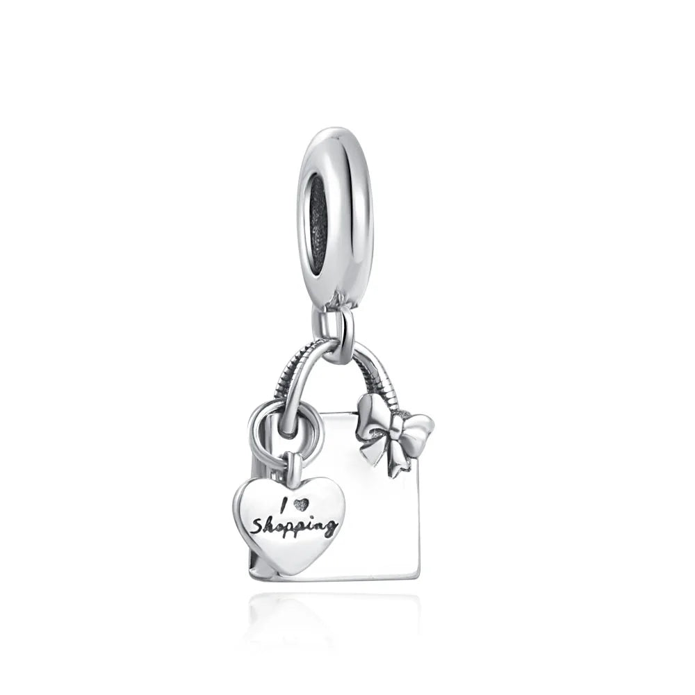 New Original 925 Silver Plated Accessories Fashion Charm Perfume High Heels Bead Fit Pendant Bracelet For Women DIY Jewelry Gift