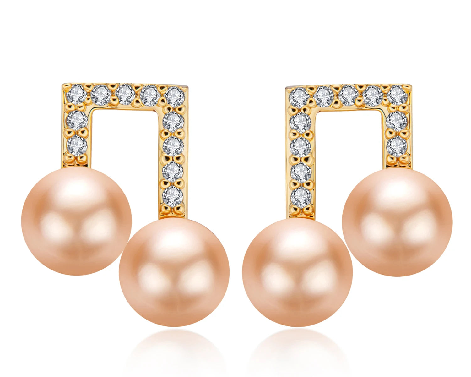 14K Gold Freshwater Pearls Musical Notes Pendant Earrings For Women Fashion Party Anniversary Jewelry Accessories Earings