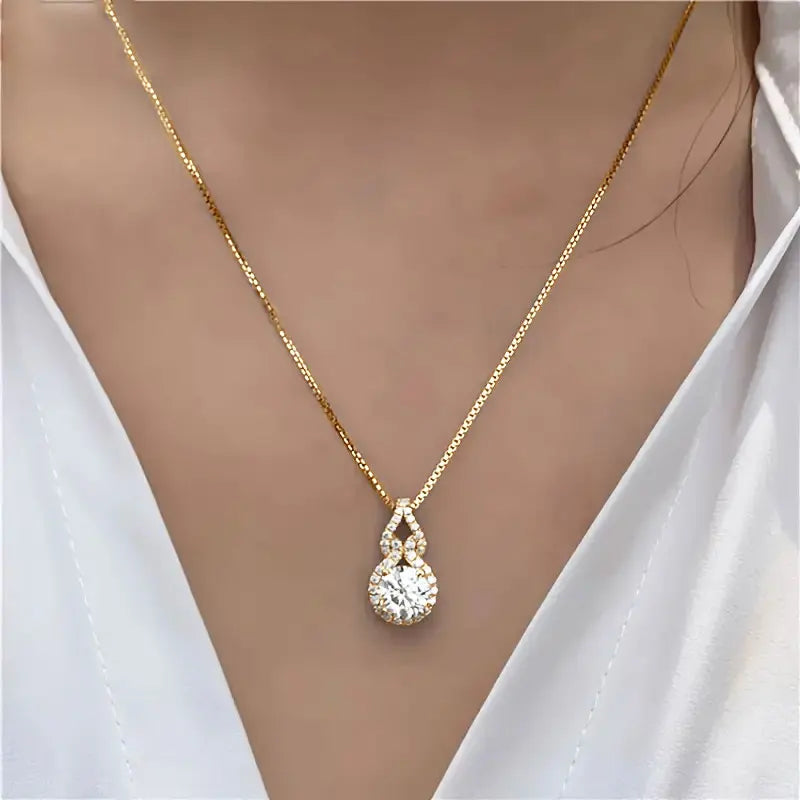OXTAO D Color Moissanite Infinity Pendant Necklace Women Real 925 Sterling Silver Engagement Luxury Gourd Shape Jewelry GRA