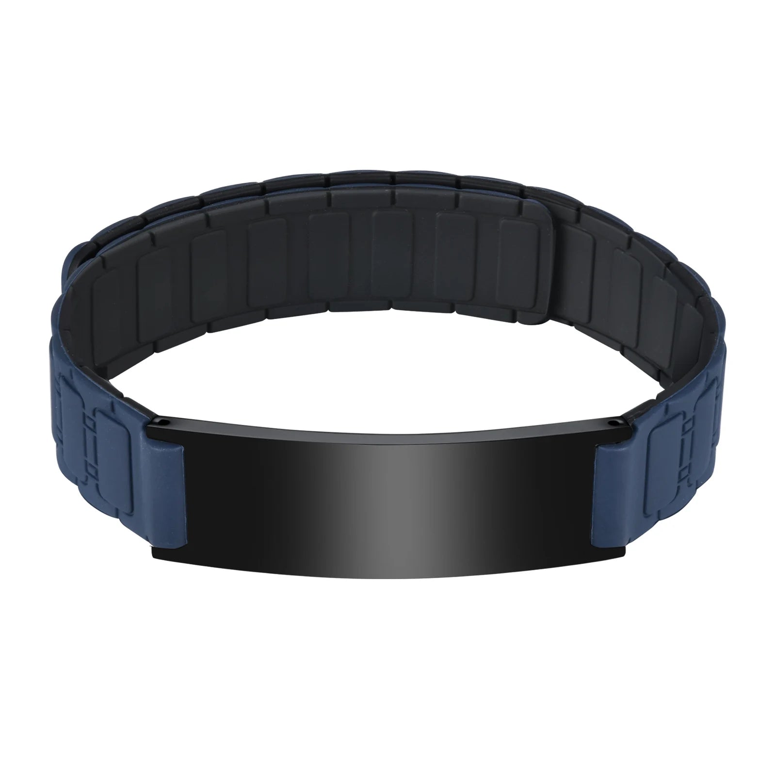 Vnox Soft Comfortable Band Bracelet Gift for Men Dad,Free Custom Steel Bangle, Adjustable Waterproof Magnet Silicone Wristband
