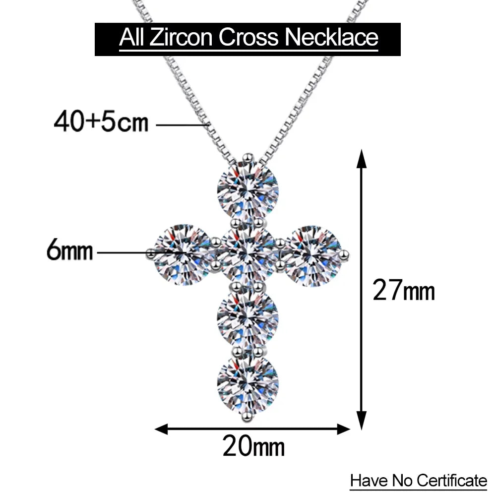 Serenity 4.8ct D Color Moissanite Cross Necklace for Women Gift S925 Sterling Silver Plated 18K Jesus Pendant Neck Chain Jewelry - Madeinsea©