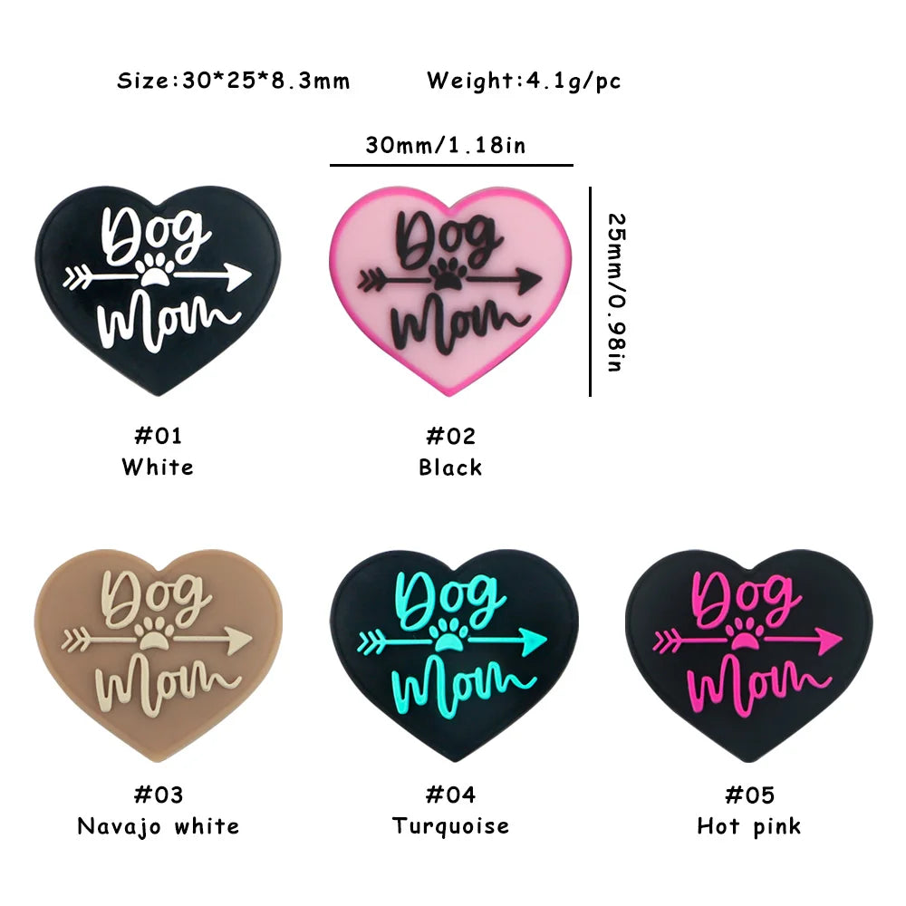 Lot de 5 ou 10 perles en silicone MOM pour la fabrication de bijoux, colliers, bracelets, accessoires de bijouterie