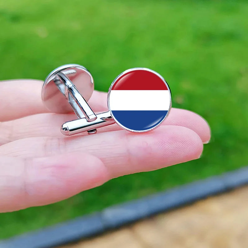 2024 France Flag Cufflinks Spain Chile Russia Netherlands Serbia USA Czech Republic Portugal Norway Switzerland Cuff Links Gift