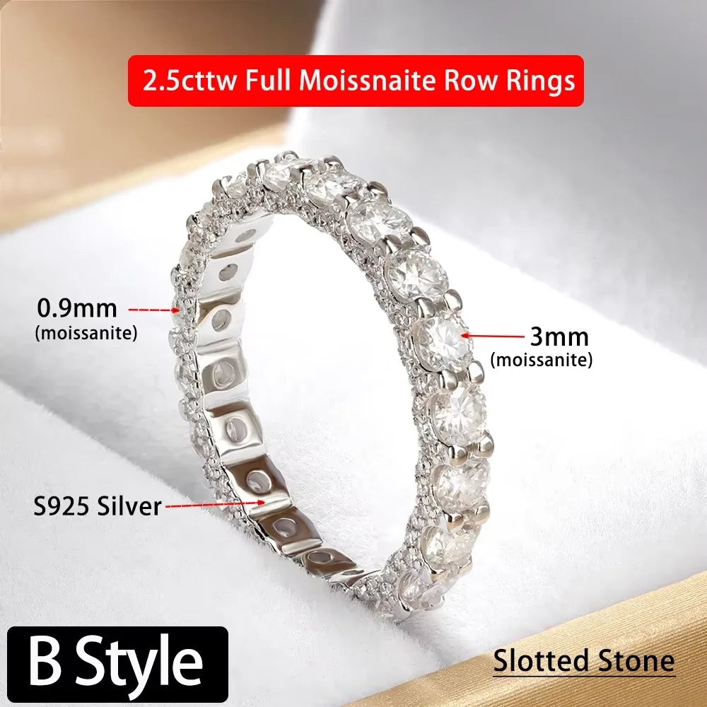 Serenity 4mm D Color Moissanite Rings for Women Men 100% S925 Sterling Silver Plated 18K Lab Diamond Row Rings Fine Jewelry GRA - Madeinsea©
