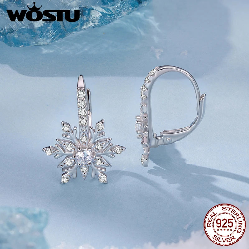 WOSTU 925 Sterling Silver Snowflake Huggies Hoop Earrings For Women, AAA Zircon Ear Hoops  Luxury Winter Wedding Jewelry Xmas - Madeinsea©