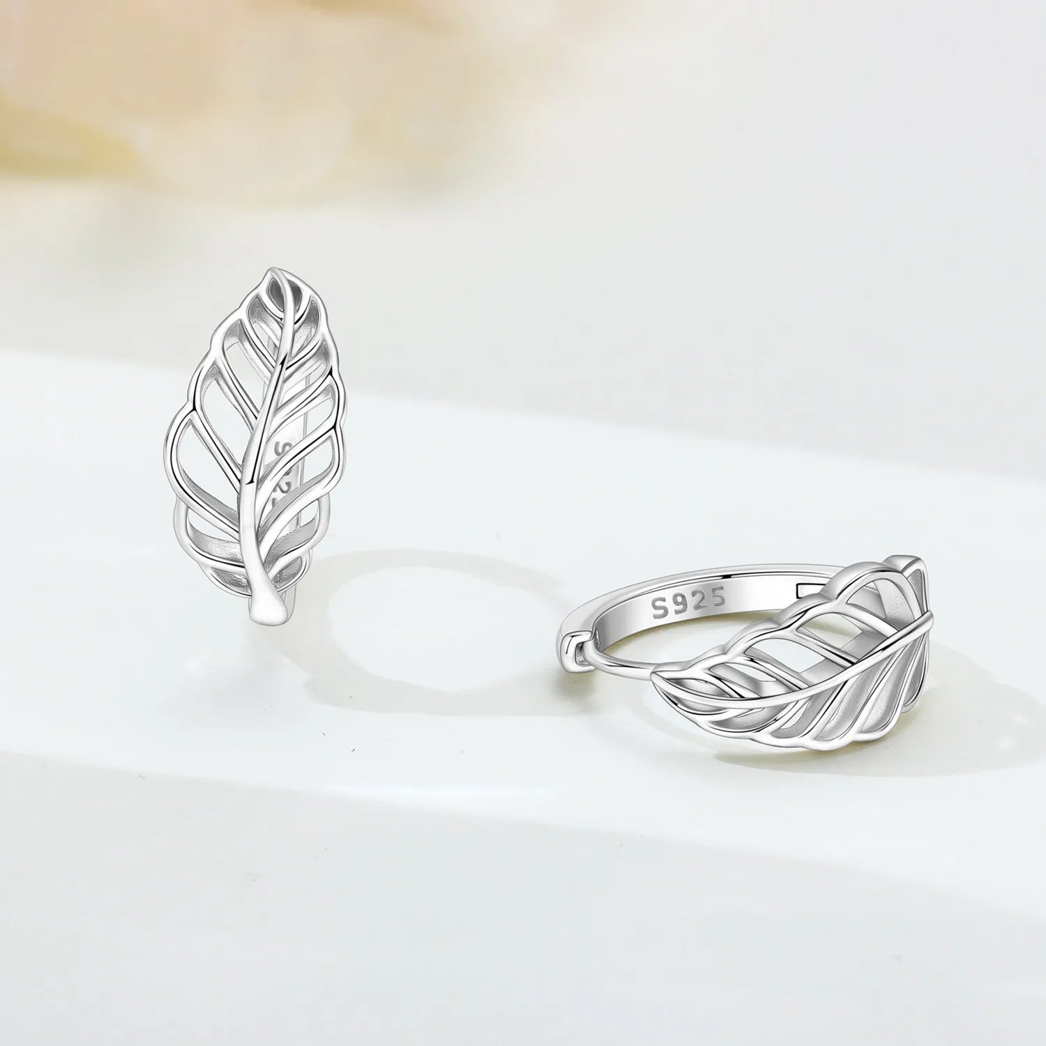 PANPOKI 925 Sterling Silver Hollow Out Design Leaf Earrings Silver Hoop Earrings For Women Jewelry Original Party Trendy Gifts