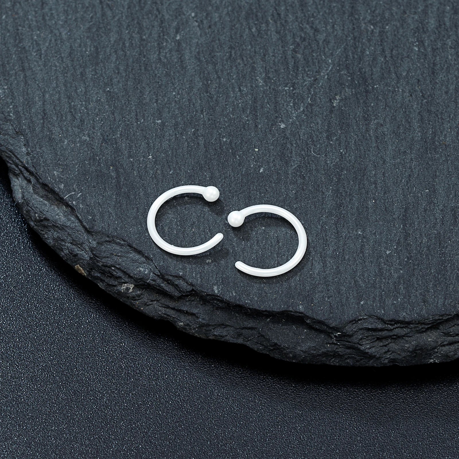 MKENDN 8MM Hypoallergenic Bioceramic Hoop Earrings for Healing Piercings Medical Grade Studs Ear Posts Anti-Allergy Ear Jewelry